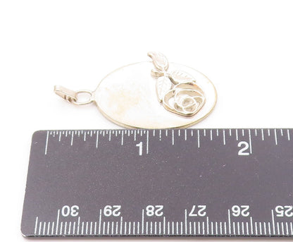 POLAND 925 Sterling Silver  Vintage Shiny Rose Flower Motif Pendant  PT16699