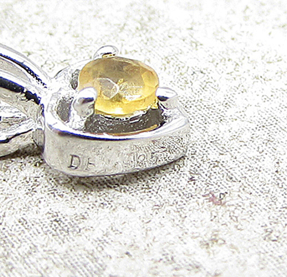 925 Sterling Silver  Citrine Love Heart Slider Pendant  PT1168