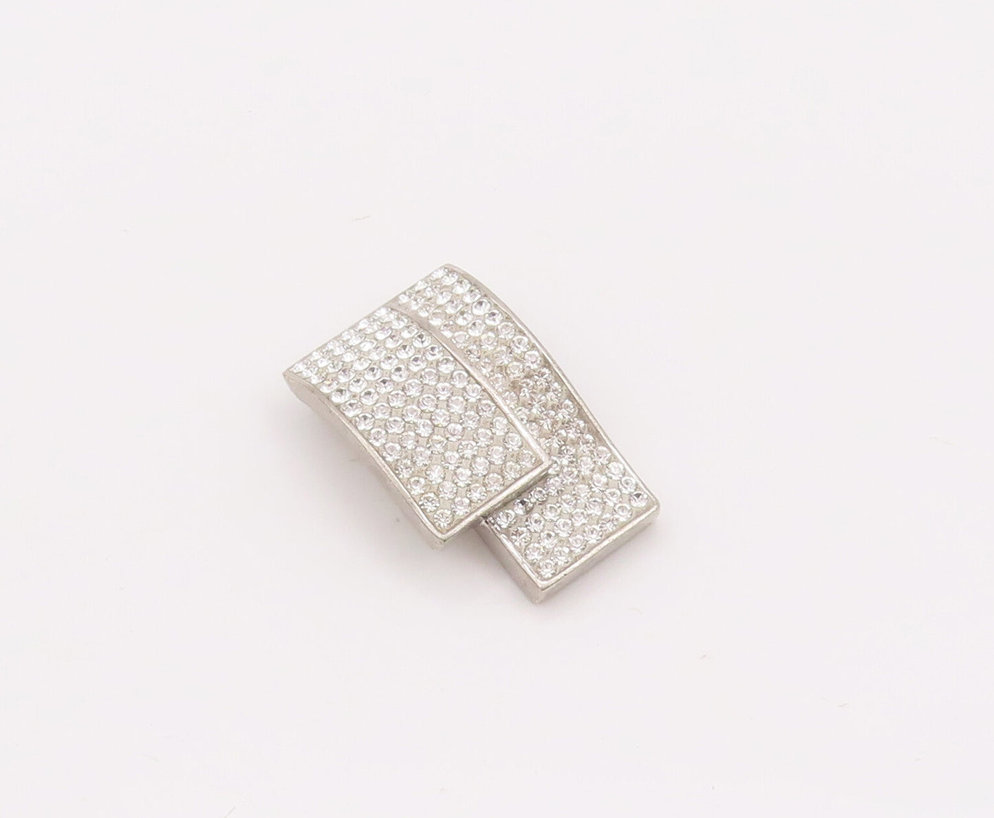 925 Sterling Silver Vintage Pendant Double Rectangular Inlay CZ Drop  PT23095