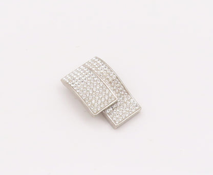 925 Sterling Silver Vintage Pendant Double Rectangular Inlay CZ Drop  PT23095