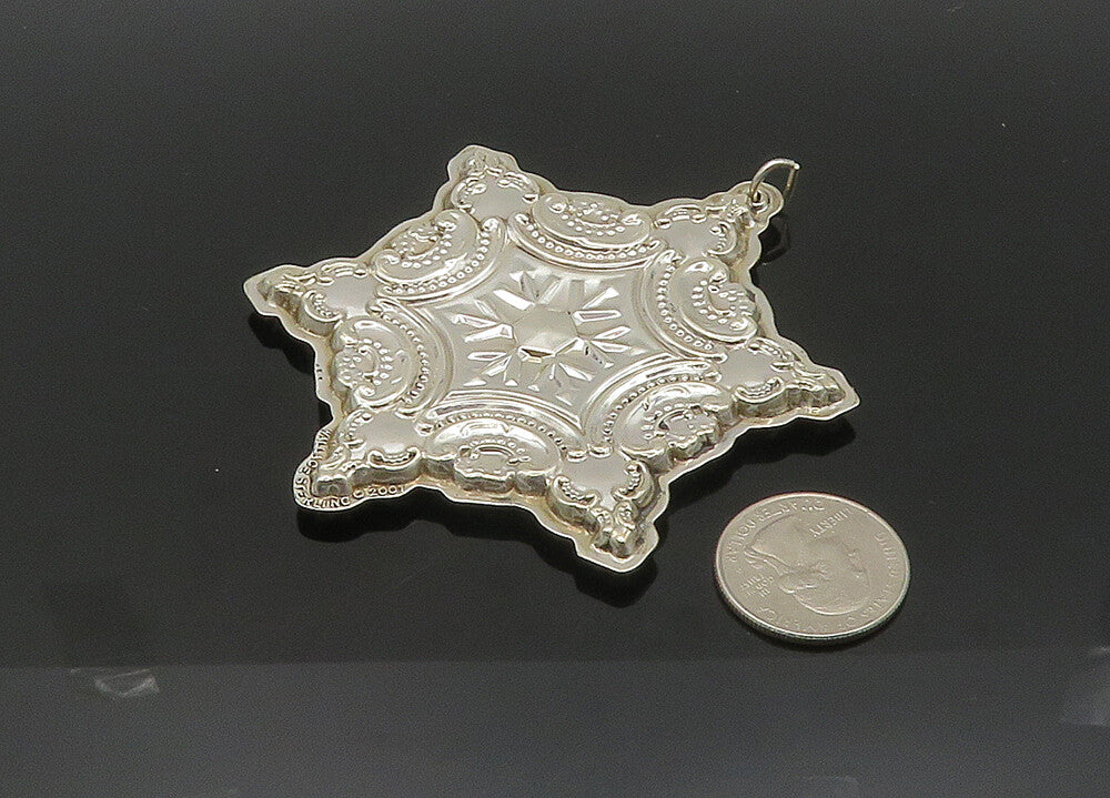 WALLACE 925 Sterling Silver Vintage Shiny Large Christmas Star Pendant PT16632