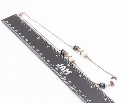 925 Sterling Silver Vintage Necklace Modernist Faceted Quartz Bead Chain  NE4804