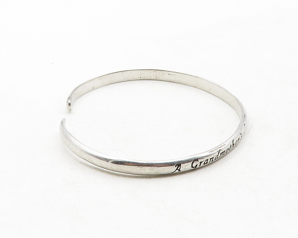 925 Sterling Silver  Vintage A Grandmother's Love Quote Cuff Bracelet  BT4789