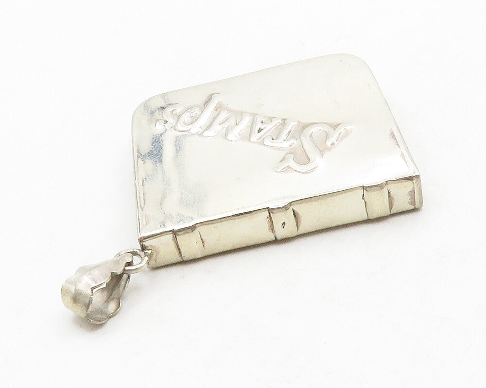 925 Sterling Silver  Vintage Shiny Embossed Stamp Book Drop Pendant  PT10200