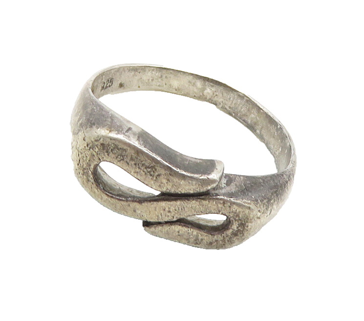925 Sterling Silver  Vintage Dark Tone Swirl Dome Band Ring Sz 8  RG18784