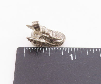 925 Sterling Silver  Vintage Shiny Winged Sneaker Shoe Pendant  PT15211