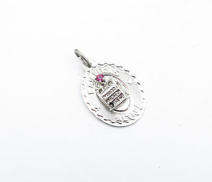 925 Sterling Silver  Petite Pink Topaz Las Vegas Nevada Drop Pendant  PT2890