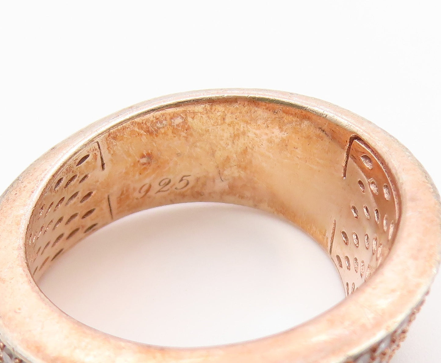 925 Sterling Silver Vintage Ring Gold Plated CZ Eternal Wave Band  Sz 8  RG36708