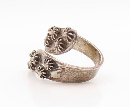 925 Sterling Silver Vintage Ring TAXCO MEXICO Floral Bypass Band  Sz 6  RG35312