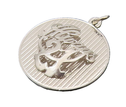 925 Sterling Silver  Vintage 3D Always 21 Linear Textured Pendant  PT21936