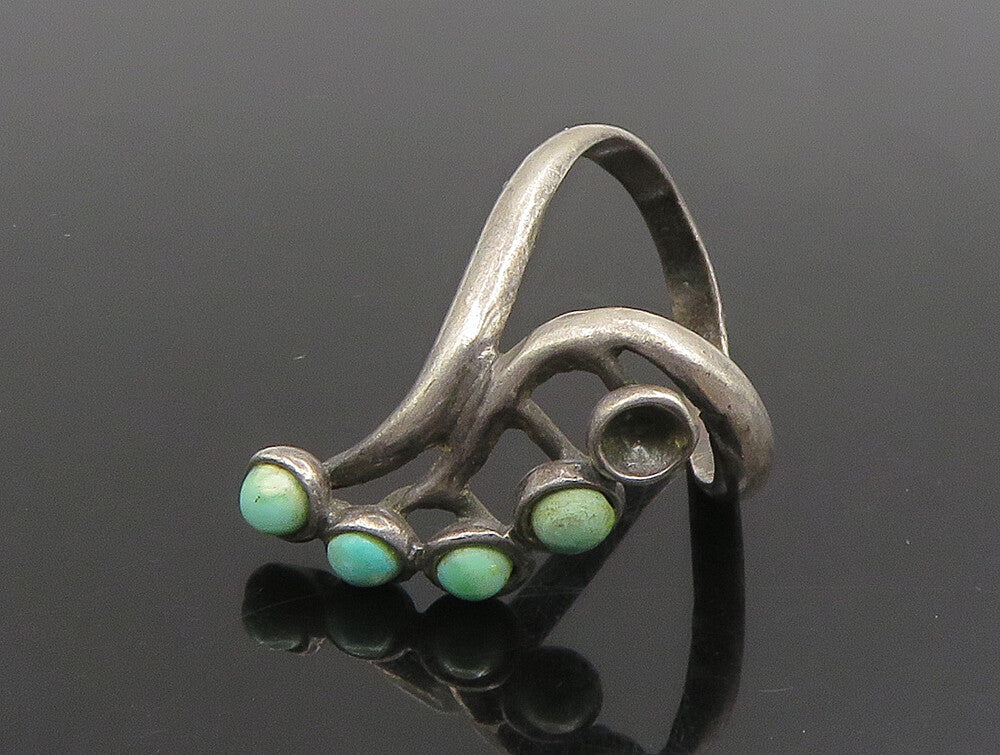ISRAEL 925 Sterling Silver  Vintage Branch Swirl Turquoise Ring Sz 6  RG24815