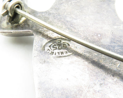 925 Sterling Silver  Vintage Dark Tone Smooth Frog Motif Brooch Pin  BP7598