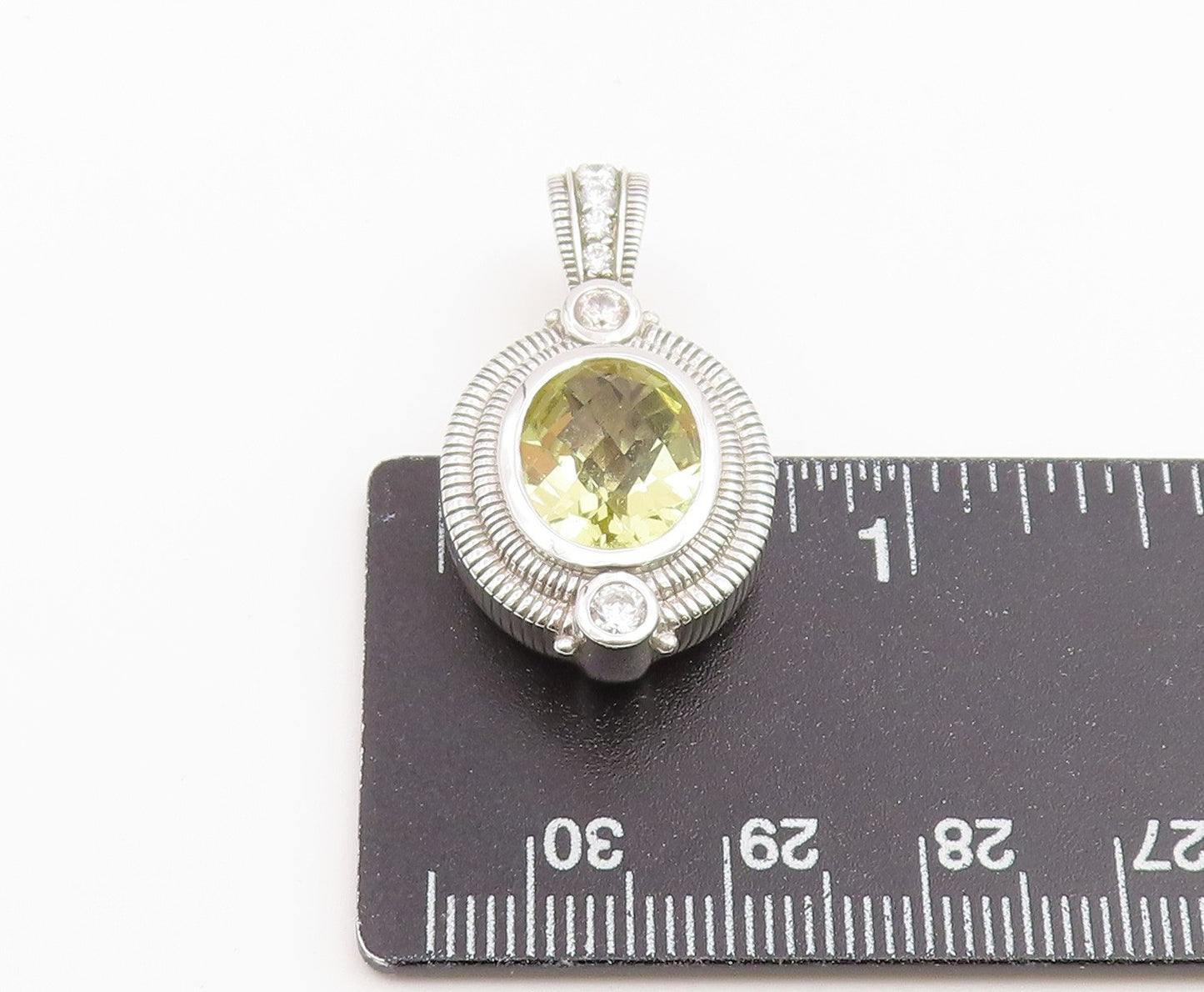 925 Sterling Silver Vintage Pendant JUDITH RIPKA Lemon Quartz & CZ Charm PT26495