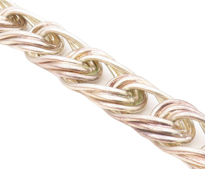 925 Sterling Silver  Vintage Chunky Fluted Swirl Link Chain Bracelet  BT2858