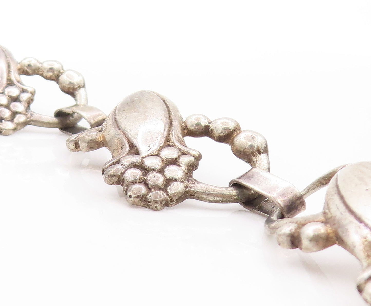 925 Sterling Silver Vintage Bracelet Modernist Cutout Infinity Flowers  BT11208