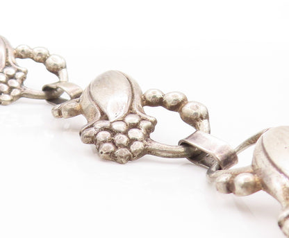 925 Sterling Silver Vintage Bracelet Modernist Cutout Infinity Flowers  BT11208
