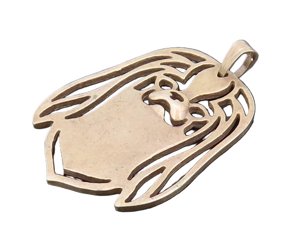 925 Sterling Silver  Vintage Happy Dog Outline Cutout Pendant  PT22180