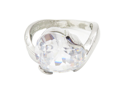 925 Sterling Silver  Cubic Zirconia Love Heart Cocktail Ring Sz 9  RG10631