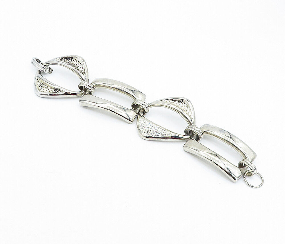 925 Sterling Silver  Vintage Crystal Encrusted Large Chain Bracelet  BT1797
