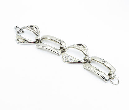 925 Sterling Silver  Vintage Crystal Encrusted Large Chain Bracelet  BT1797
