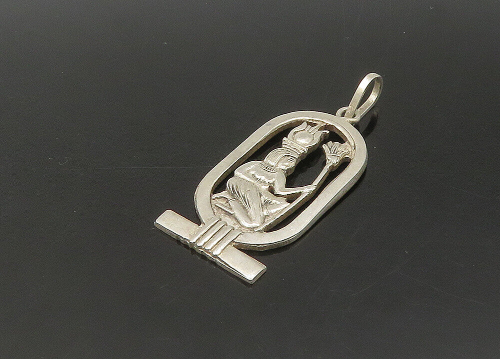 MIDDLE EAST 925 Silver  Vintage Kneeling Egyptian Figure Pendant  PT17931
