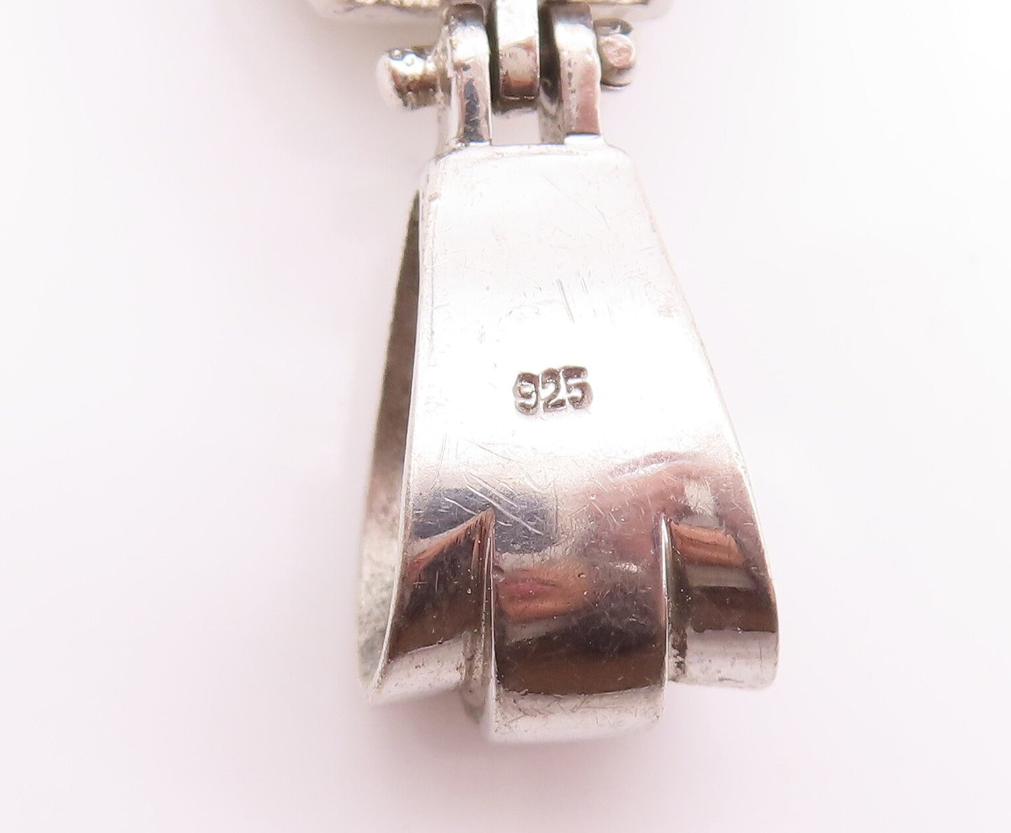 925 Sterling Silver Vintage Pendant Religious 2 Tone Topaz Beaded Cross  PT22944