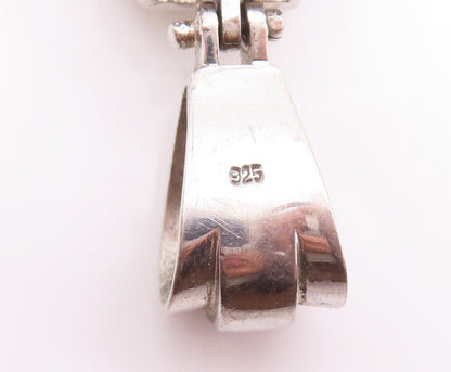925 Sterling Silver Vintage Pendant Religious 2 Tone Topaz Beaded Cross  PT22944