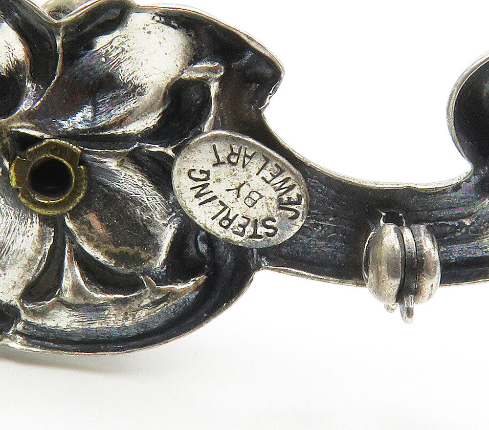JEWEL ART 925 Sterling Silver  Vintage Rose Flower Swirl Brooch Pin  BP6144