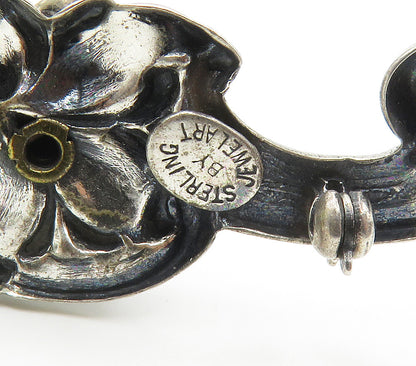 JEWEL ART 925 Sterling Silver  Vintage Rose Flower Swirl Brooch Pin  BP6144