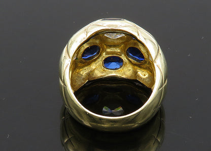 925 Silver  Vintage Cubic Zirconia & Blue Topaz Dome Band Ring Sz 8  RG20922