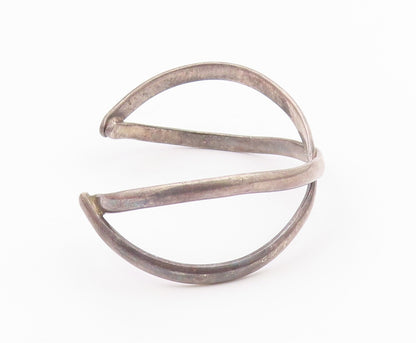 MEXICO 925 Sterling Silver  Vintage Dark Tone Crossed Cuff Bracelet  BT8627