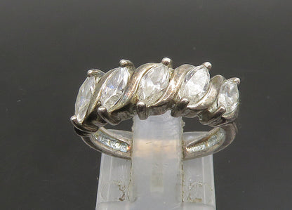 925 Sterling Silver  Vintage Cubic Zirconia 5 Stone Band Ring Sz 6  RG23505
