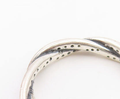 925 Sterling Silver Vintage Ring PANDORA CZ Twisted Double Band  Sz 8.5  RG35008