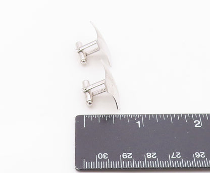925 Sterling Silver  Vintage Shiny Polished Etched Detail Cuff Links  TR1726