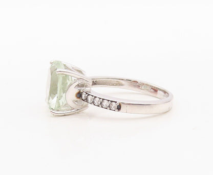 925 Sterling Silver Vintage Square Ring Green Amethyst & Topaz   Sz 7  RG30034