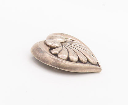 925 Sterling Silver Vintage Brooch Pin Swirly Carved Puffed Loved Heart  BP10648