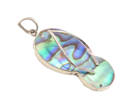 925 Sterling Silver Vintage Pendant Minimalist Abalone Cutout Sliders  PT22738
