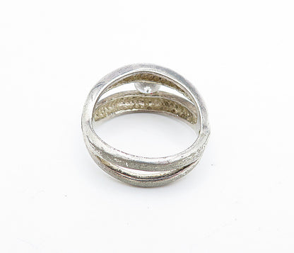 925 Sterling Silver Vintage Cubic Zirconia Shiny Split Band Ring Sz 7 RG5186