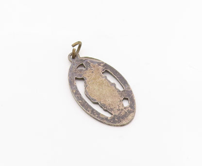 925 Sterling Silver  Vintage Antique Oxidized St. Christopher Pendant  PT15230