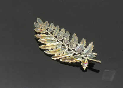 MMA 925 Sterling Silver  Vintage Shiny Floral Leaf Motif Brooch Pin  BP7975