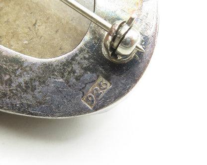 925 Sterling Silver Vintage Lizard Carved Jasper Oval Brooch Pin BP7571