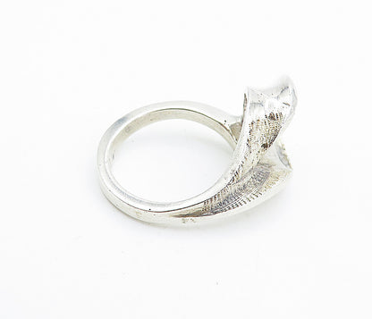 925 Sterling Silver  Vintage Shiny Textured Loop Swirl Band Ring Sz 7.5 RG7479