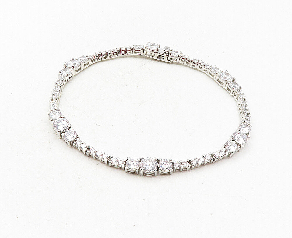ROSS SIMON 925 Sterling Silver  Sparkling Cubic Zirconia Chain Bracelet BT4141