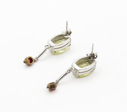 925 Sterling Silver Multi Color Topaz Shiny Linked Drop Earrings EG8217