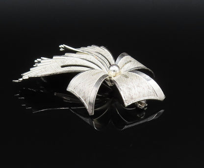 GERMANY 925 Silver  Vintage Textured Ribbon Bow Tie Dome Brooch Pin  BP9741