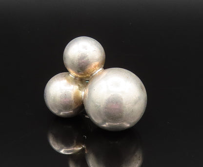 M&J SAVITT 925 Silver  Vintage Triple Bead Ball Non Pierced Earrings  EG11935