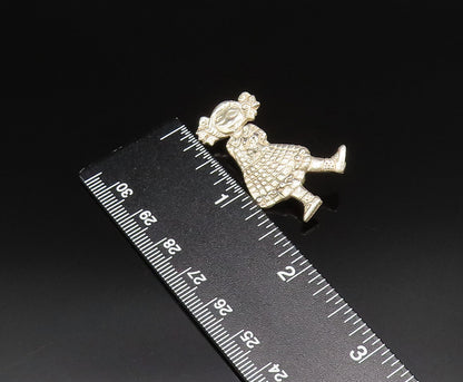 MARY ENGELBREIT 925 Silver  Vintage Little Girl With Ribbon Brooch Pin  BP9979