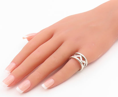 925 Sterling Silver Vintage Ring Modernist Crisscross Cutout Band  Sz 7  RG35588
