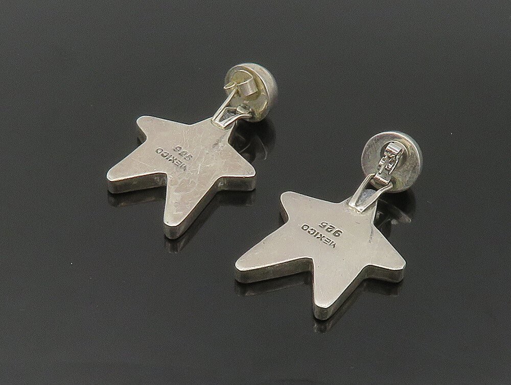 MEXICO 925 Sterling Silver  Vintage Cutout Star Dangle Earrings  EG11557