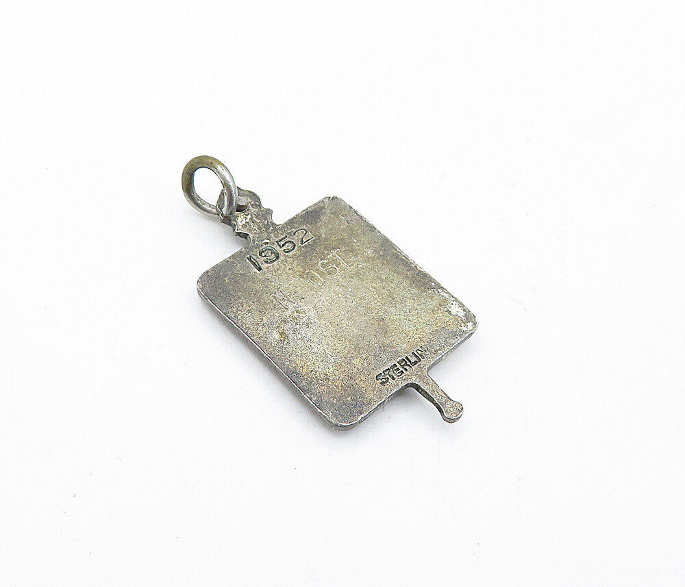 925 Sterling Silver  Vintage Antique Enamel S.J Tilden H.S Pendant  PT4821